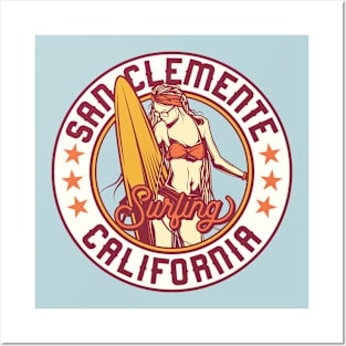 Vintage Surfing Badge for San Clemente, California Posters and Art